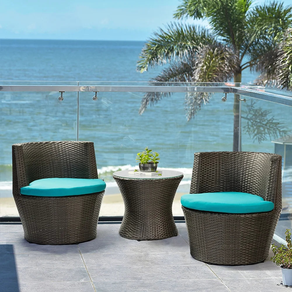 Kalumpang 3 Piece Rattan Seating Group with Cushions