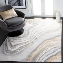 Load image into Gallery viewer, Katelin Abstract Area Rug in Gray/Gold/White 10&#39; x 14&#39;
