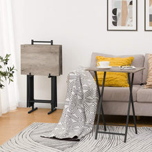 Load image into Gallery viewer, Gray Kearra TV Tray Table Set with Stand (Set of 4)
