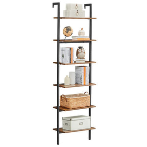 (6 Shelves) 80" H x 23" W x 11" D Keemora Steel Ladder Bookcase