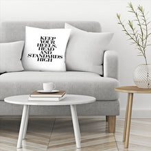 Load image into Gallery viewer, 14&quot; x 14&quot; White Keep Your Heels Head Standards High Serif Throw Pillow 2403AH/GL
