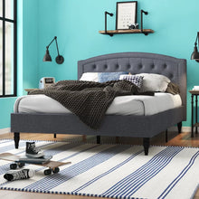 Load image into Gallery viewer, Queen Gray Kegler Tufted Upholstered Low Profile Platform Bed
