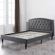 Load image into Gallery viewer, Queen Gray Kegler Tufted Upholstered Low Profile Platform Bed

