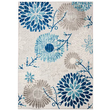 Load image into Gallery viewer, Kellems Floral Indoor / Outdoor Area Rug in Gray/Navy 2&#39; x 4&#39;
