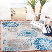 Load image into Gallery viewer, Kellems Floral Indoor / Outdoor Area Rug in Gray/Navy, Rectangle 5&#39;3&quot; x 7&#39;6&quot;
