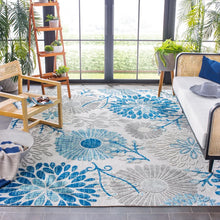 Load image into Gallery viewer, Kellems Floral Indoor / Outdoor Area Rug in Gray/Navy, Rectangle 5&#39;3&quot; x 7&#39;6&quot;
