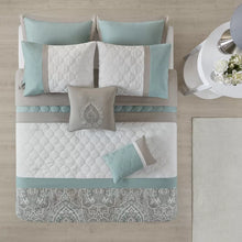 Load image into Gallery viewer, Cal. King Comforter + 7 Additional Pieces Seafoam Keller Microfiber Reversible Traditional 8 Piece Comforter Set
