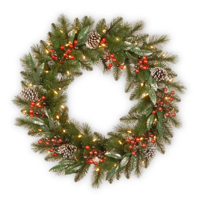Kellogg Faux Lighted Wreath, 24