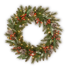 Load image into Gallery viewer, Kellogg Faux Lighted Wreath, 24&quot; H x 24&quot; W x 4&quot; D
