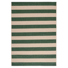 Load image into Gallery viewer, Kempston Striped Indoor / Outdoor Area Rug in Beige/Dark Green, Rectangle 9&#39; x 12&#39;
