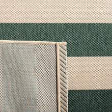Load image into Gallery viewer, Kempston Striped Indoor / Outdoor Area Rug in Beige/Dark Green, Rectangle 9&#39; x 12&#39;
