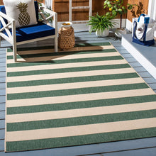 Load image into Gallery viewer, Kempston Striped Indoor / Outdoor Area Rug in Beige/Dark Green, Rectangle 9&#39; x 12&#39;

