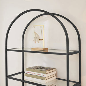 Black Kendra 12.3'' H x 32.7'' W x 11.9'' D  Steel Etagere Bookcase