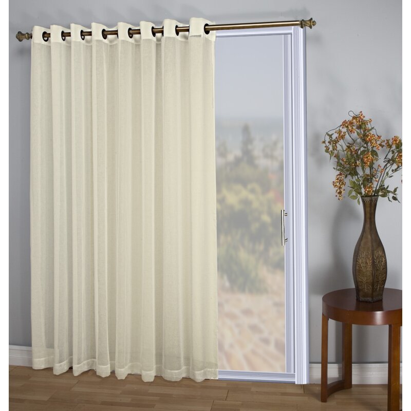 Kendrick Patio Solid Semi-Sheer Grommet Single Curtain PanelKendrick Patio Solid Semi-Sheer Grommet Single Curtain Panel (Set of 4) 2218CDR/GL