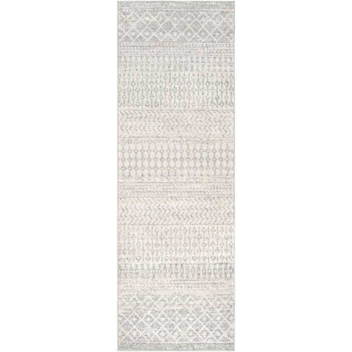 Kenmore Machine Woven / Power Loomed Performance Light Gray/Gray/White Rug, Runner 2'7