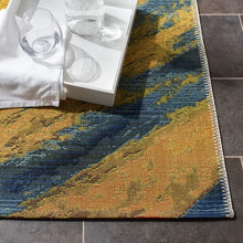 Load image into Gallery viewer, Keshbridge Abstract Indoor / Outdoor Area Rug in Blue/Gold 3&#39;3&quot; x 5&#39;3&quot;
