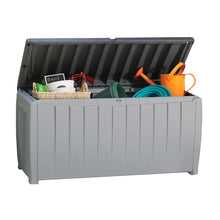Load image into Gallery viewer, Keter Novel 90 Gallon Black and Grey Plastic Deck Storage Box
