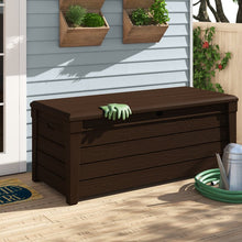 Load image into Gallery viewer, Brownish Gray Keter Brightwood 120 Gallons Gallon Water Resistant Lockable Deck Box (Part number: 206042) MRM2690
