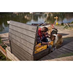 Brownish Gray Keter Brightwood 120 Gallons Gallon Water Resistant Lockable Deck Box (Part number: 206042) MRM2690