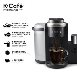 Keurig K-Cafe, Single Serve K-Cup Pod Coffee, Latte, & Cappuccino Maker 7017