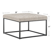 Load image into Gallery viewer, Kiah 28&#39;&#39; Wide Faux Leather Tufted Square Standard Ottoman
