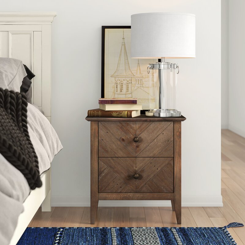 Kidsgrove 26'' Tall 2 - Drawer Solid Wood Nightstand