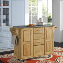 Load image into Gallery viewer, Kinch 52.5&#39;&#39; Solid Wood Kitchen Cart with Stainless Steel Top and Locking Wheels
