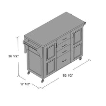 Load image into Gallery viewer, Kinch 52.5&#39;&#39; Solid Wood Kitchen Cart with Stainless Steel Top and Locking Wheels
