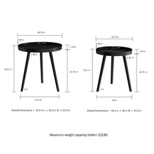 Load image into Gallery viewer, Black Kinchen Tray Top 3 Legs Nesting Tables (Set of 2) 2600AH
