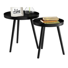 Load image into Gallery viewer, Black Kinchen Tray Top 3 Legs Nesting Tables (Set of 2) 2600AH
