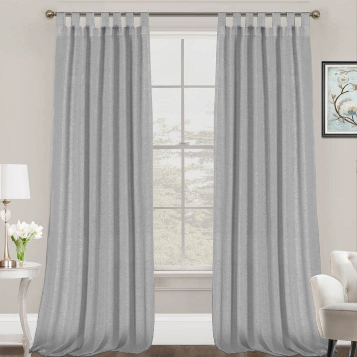 Kindy Solid Semi-Sheer Tab Top Curtain Panels (Set of 2)