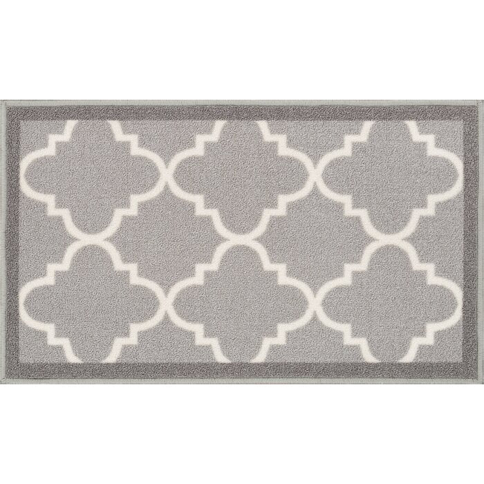 Gray Kings Court Brooklyn Trellis Lattice Non-Skid 31 in. x 18 in. Indoor Only Door Mat (ND361)