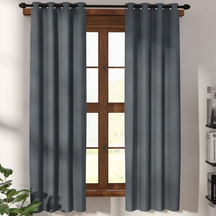 Gray Kinlaw Insulated Solid Blackout Thermal Grommet Curtain Panels 52
