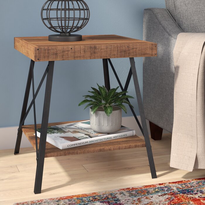 Kinsella End Table with Storage Rustic Wood #2022HW