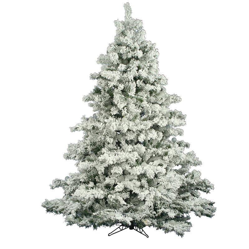 7.5' H Kinsey Green/White Realistic Artificial Pine Flocked/Frosted Christmas Tree