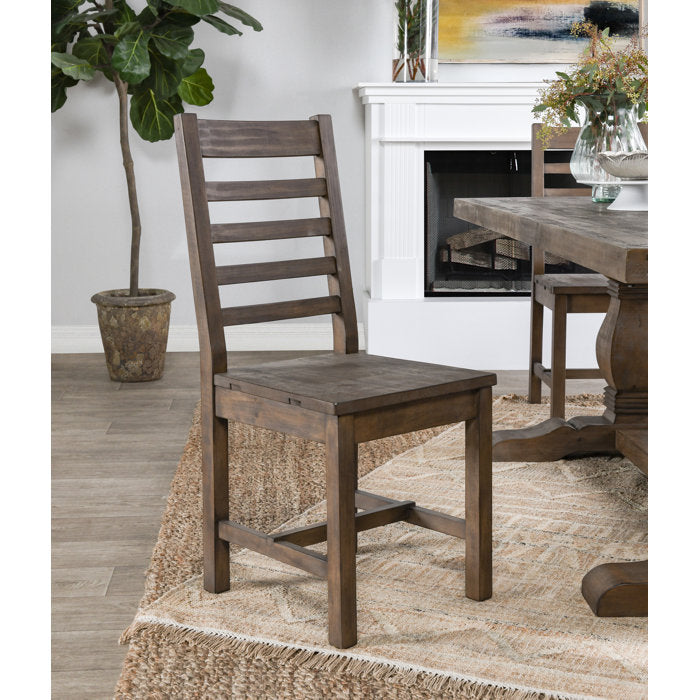 Kinston Solid Wood Ladder Back Side Chair in Weathered Brown