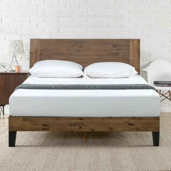 King Kira Solid Wood Low Profile Platform Bed