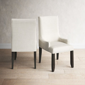 Kirkendall Linen Upholstered Arm Chair in Cream (Set of 2)