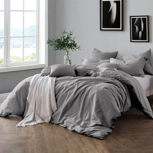 Load image into Gallery viewer, King/Cal. King Duvet Cover + 2 Shams Ash Gray Kirkus 100% Cotton Duvet Cover Set
