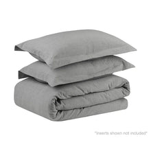 Load image into Gallery viewer, King/Cal. King Duvet Cover + 2 Shams Ash Gray Kirkus 100% Cotton Duvet Cover Set

