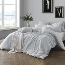 Load image into Gallery viewer, Full/Queen Duvet Cover + 2 Shams Pale Blue Kirkus 100% Cotton Prewashed Chambray Duvet Cover Set

