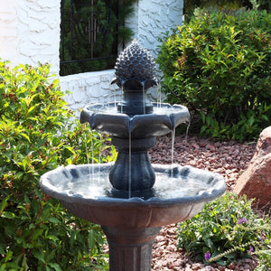 Black Kirt Resin Solar Fountain