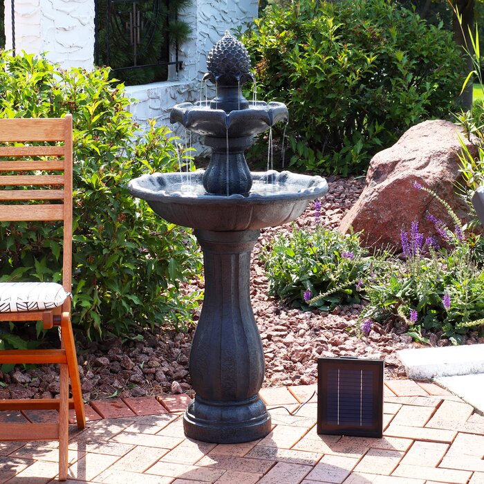 Black Kirt Resin Solar Fountain
