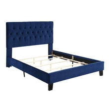 Load image into Gallery viewer, Queen Navy Kirtley Tufted Upholstered Low Profile Standard Bed MRM1392
