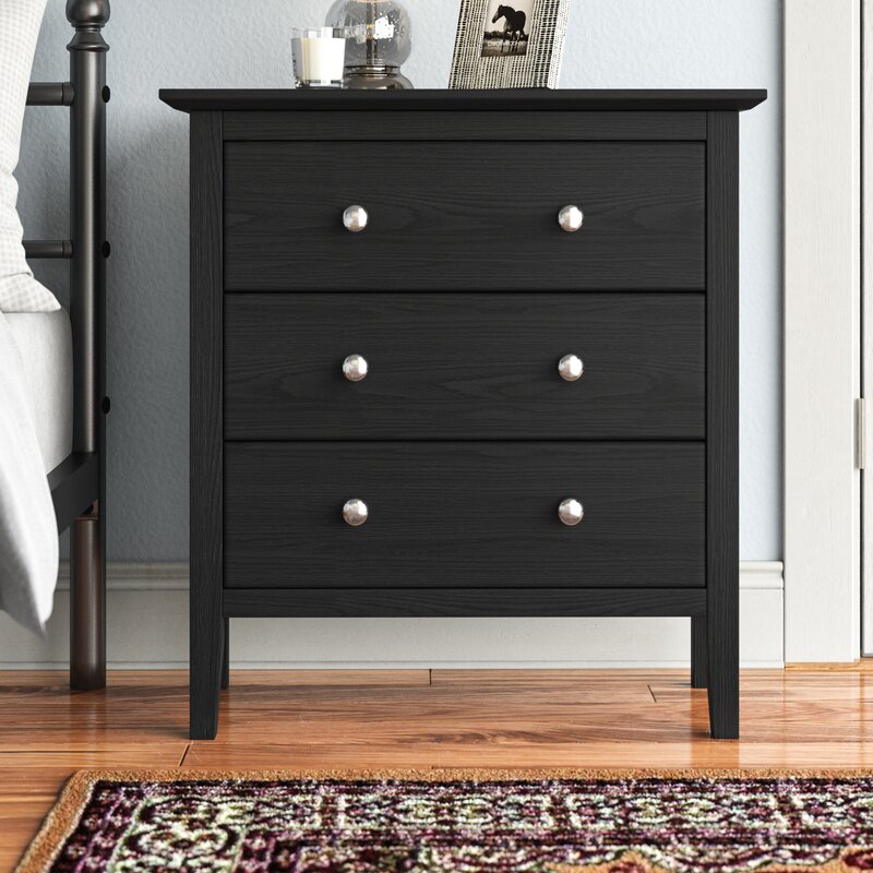 Kissell 32.4'' Tall 3 - Drawer Solid Wood Bachelor's Chest in Matte Black