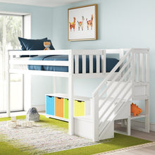 Load image into Gallery viewer, Kittitas Twin Solid Wood Loft Bed with Shelves by Harriet Bee
