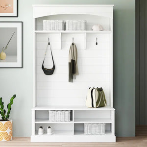 Klein 44'' Wide Hall Tree with Bench and Shoe Storage