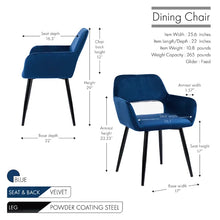 Load image into Gallery viewer, Kristina Velvet Upholstered Arm Chair (Set of 2)
