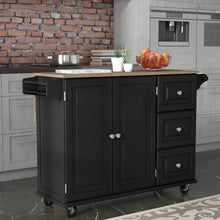 Load image into Gallery viewer, Kuhnhenn 53.5&#39;&#39; Kitchen Cart with Solid Wood Top and Locking Wheels AH3458
