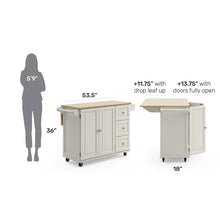Load image into Gallery viewer, Kuhnhenn 53.5&#39;&#39; Kitchen Cart with Solid Wood Top and Locking Wheels
